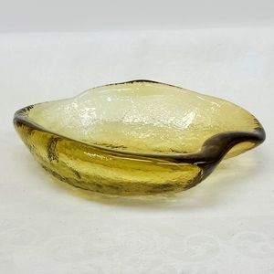 Amber Glass Accent Bowl - Decorative Home Accent